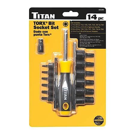 Bit Socket Set - 1/4 Inch and 3/8 Inch Drive, Torx, 14-Piece