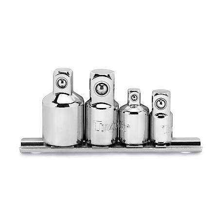 Socket Adapter Set - 1/4 3/8 and 1/2 Inch Drive, Storage Rail, 4-Piece