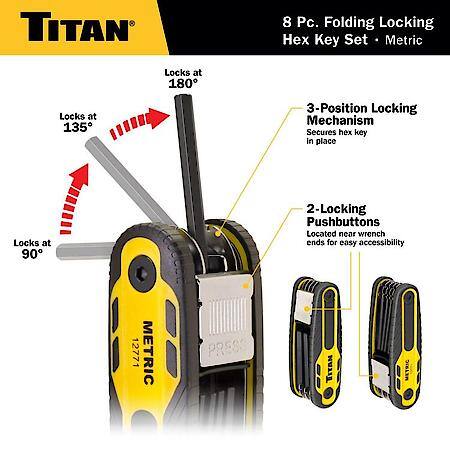Hex Key Set - Metric, 3-Position Lock, Chamfered Tips, 8-Piece