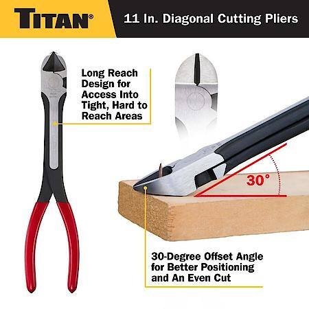 Diagonal Cutting Pliers - 11 Inch, Long Reach, 30-Degree Offset Angle