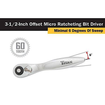 Bit Driver - Micro, Offset, 60-Tooth, Reversible, 11 Piece