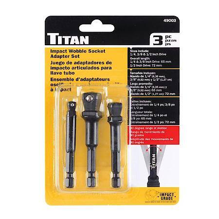Socket Adapter Set - 1/4 3/8 and 1/2 Inch Drive, Wobble, Impact, 3-Piece