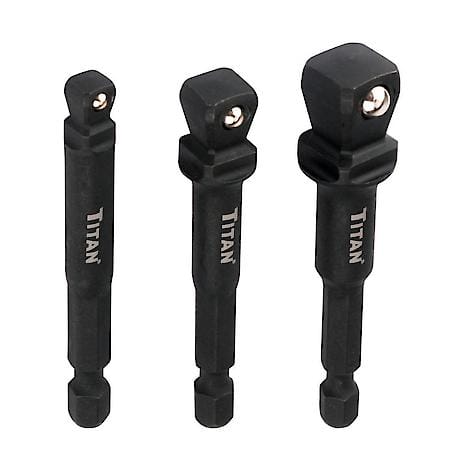 Socket Adapter Set - 1/4 3/8 and 1/2 Inch Drive, Wobble, Impact, 3-Piece