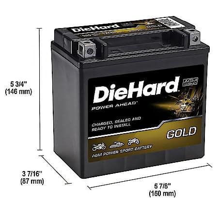 Battery: TX14L Group Size, 200 CCA, 12 Amp Hour Capacity