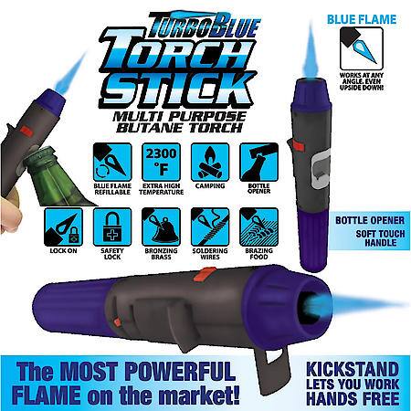Torch Blue Torch Stick Butane Lighter W/ Bottle Opener