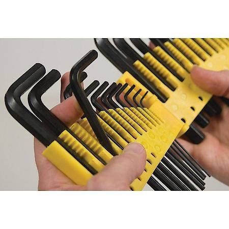 Hex Key Set: SAE and Metric Sizes, Pivot-Style Holder, 25-Piece