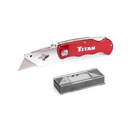 Utility Knife: Quick-Change Blade, Folding lock, Red