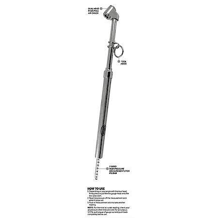 Dual Head Truck & Suv Pencil Tire Gauge: 10-150 Psi, Extra Long, Heavy-Duty