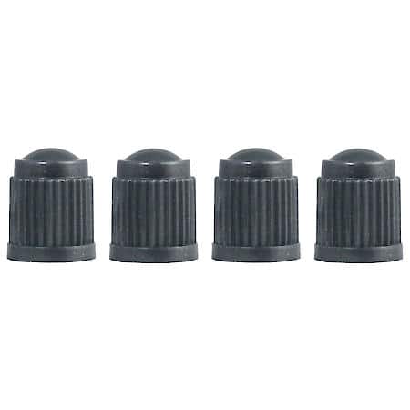 Plastic Valve Caps, Gray Finish, 4 Count Pack