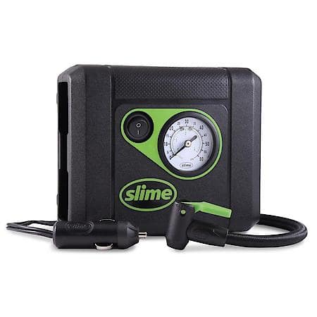 12 Volt Tire Inflator: 10 Min Inflation, 0-100 PSI Dial Gauge, LED Light,Compact