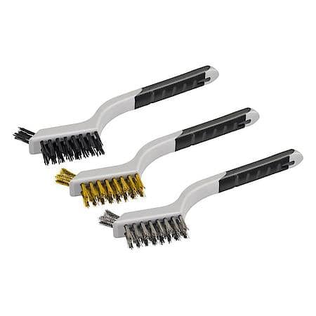 Brush Set - Stainless, Brass and Nylon Bristles, Mini, 3-Piece