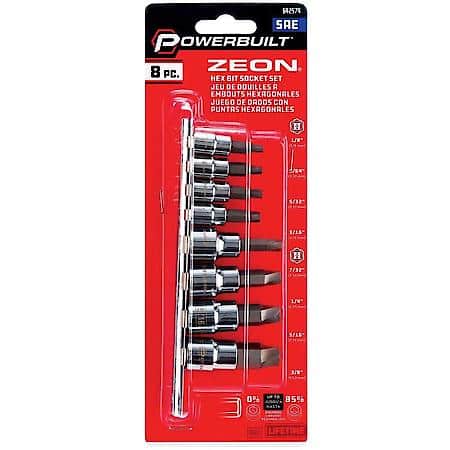 8 Piece Zeon SAE Hex Bit Socket Set