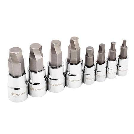 8 Piece Metric Zeon Hex Bit Socket Set - Damage Bolt Removal