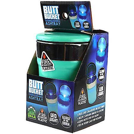 Extinguishing Ashtray: Glow-In-The-Dark Butt Bucket Ashtray With LED Light