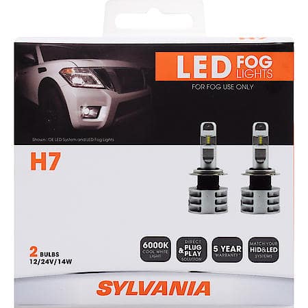 H7 : LED Fog Light Bulb, 6000K Cool White Light, 2 Pack
