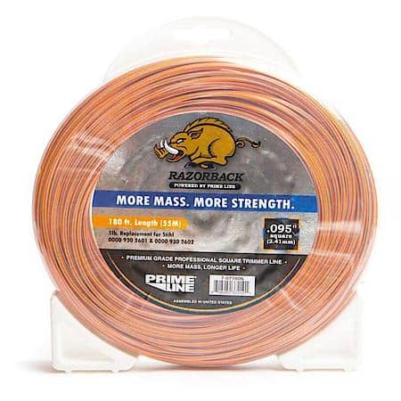 Trimmer Line, Square .095" 1, Orange W/ Blue Tracer