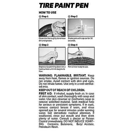 Tire Paint Pen, Long-Lasting, UV Protected Ink