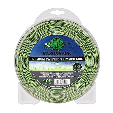 Razorback Trimmer Line .105 40 Ft,Green W/ Black Tracer