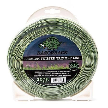 Trimmer Line, Razorback .080, 1/2 Donut, Green W/ Black Tracer