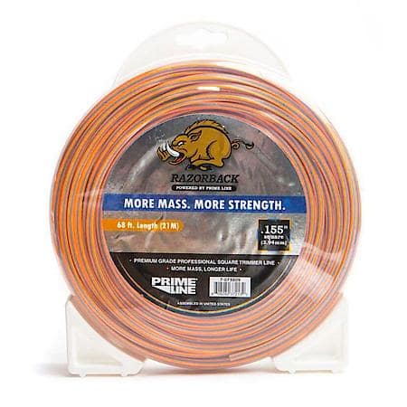 Trimmer Line, Square .155" 1/2, Orange W/ Blue Tracer