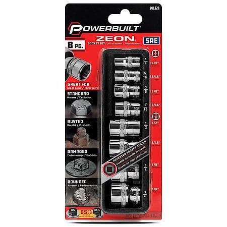 8 Piece Zeon SAE Socket Set for Damaged Bolts