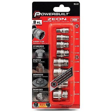 8 Piece Metric Socket Set for Damaged & Standard Bolts