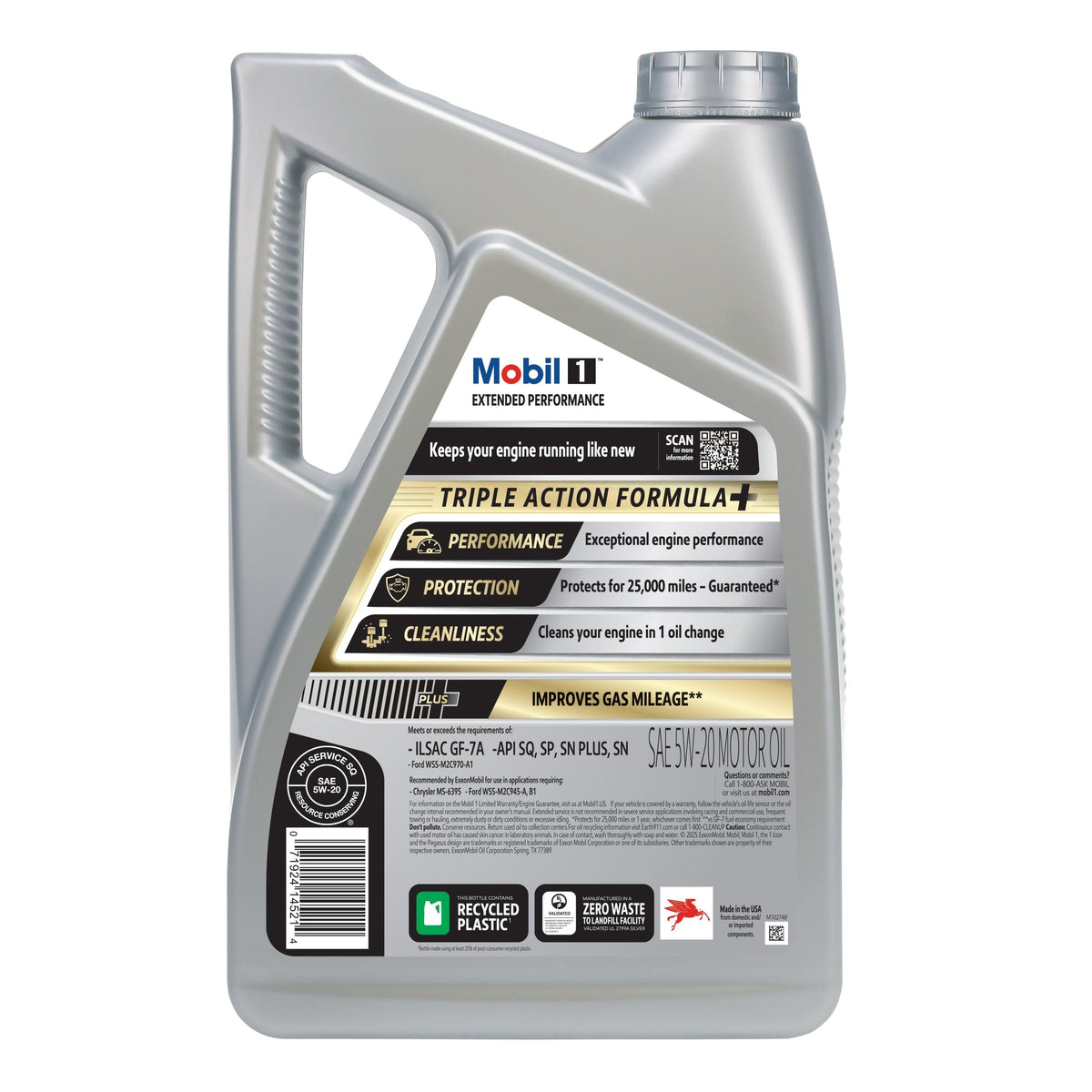 Mobil 1 Extended Performance Full Synthetic 5W-20 Motor Oil 5 Quart 120765