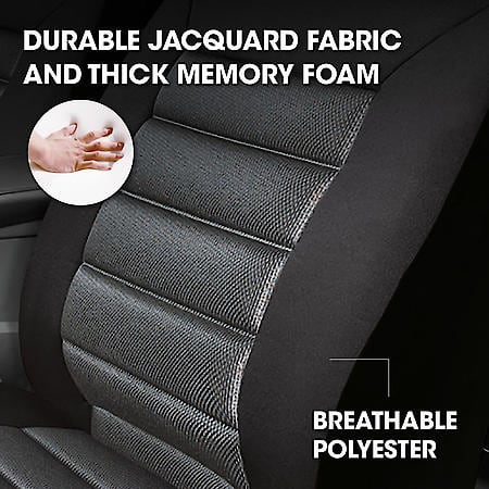 Seat Cover: Black, Jacquard, Low Back, Universal, 2 Pack