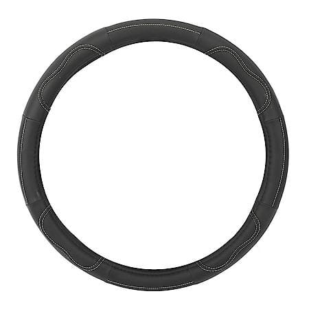 AutoCraft Truck Steering Wheel Cover: Black Faux Leather, Fits 15.75" -16.14", Performance Grip