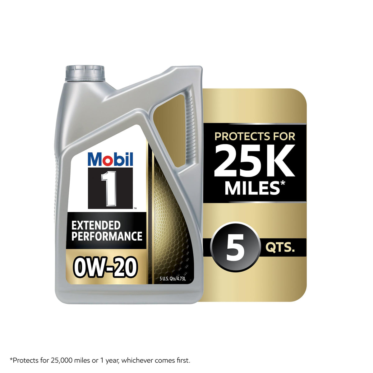 Mobil 1 Extended Performance Full Synthetic 0W-20 Motor Oil 5 Quart 120903