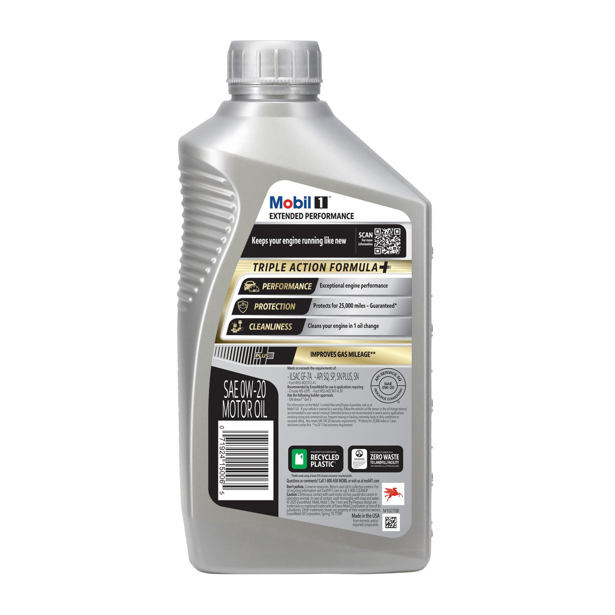 Mobil 1 Extended Performance Full Synthetic 0W-20 Motor Oil 1 Quart 120926