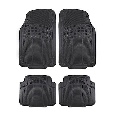 Car and SUV Floor Mat, Black Rubber, All-Season, Trim to Fit, 4 Piece