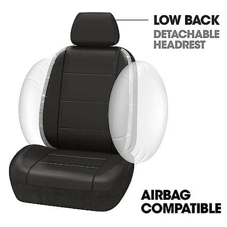 AutoCraft Seat Cover: Black, Faux Leather & Diamond, Low Back, Universal, 2 Pk