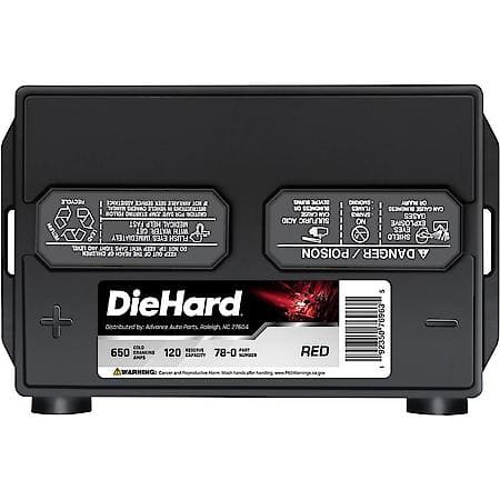 Battery : 78 Group Size, 600 CCA, 750 CA, 120 Minute Reserve Capacity