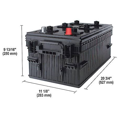 Battery : 8D Group Size, 1400 CCA, 1750 CA, 450 Minute Reserve Capacity, Heavy-Duty