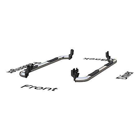 Polished Stainless Steel 3" Round Side Bars with Non-Skid Steps