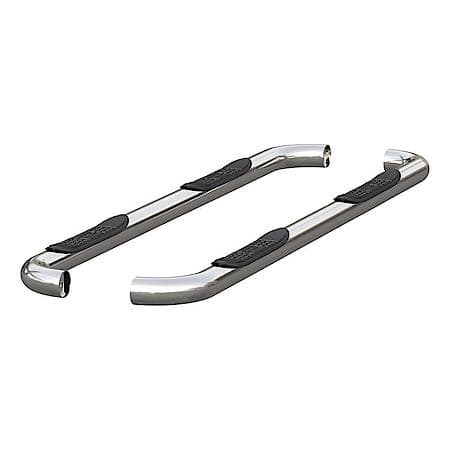Polished Stainless Steel 3" Round Side Bars with Non-Skid Steps