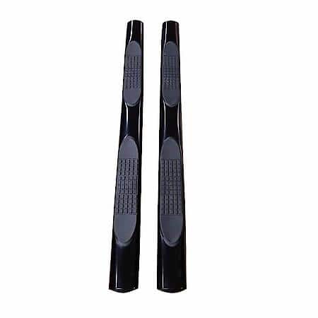 4"Oval Straight, Powder Coated, Black, Ms, With Step Pad, Rocker Panel Mount