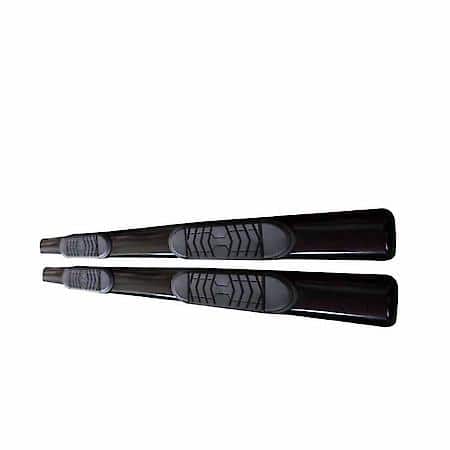 With Step Pads, 5"Oval Straight, Powder Coated, Black, Steel, Rocker Panel Mount