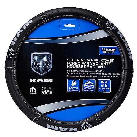RAM Deluxe Steering Wheel Cover: Premium Leather-Like Design, Fits 14.5┐15 in.