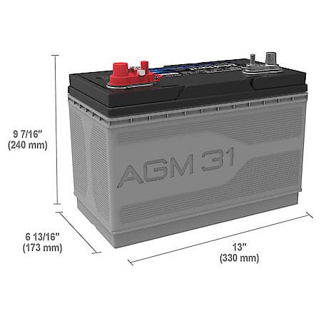 Battery : 31M Group Size, 825 CCA, 1000 CA, 200 Minute Reserve Capacity