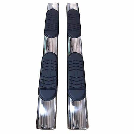 With Step Pads, With Bed Step, 5" Oval Straight, Powder Coated, Black, Steel