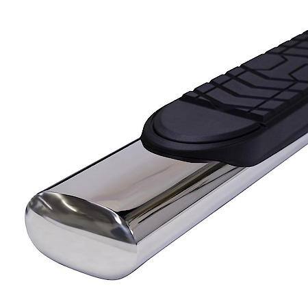 With Step Pad/Bed Step, 5"Oval Straight, Polished Ss, Rocker Panel Mount