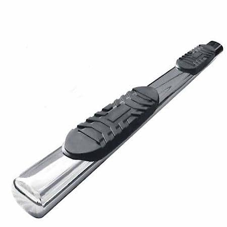 With Step Pads, 5" Oval Straight Side Bars, Polished, Ss, With Welded End Caps