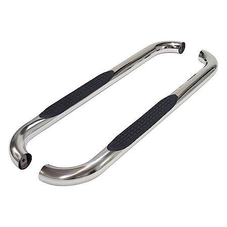 With Step Pads, 3 Inch Round Bent, Polished, Stainless Steel, Without End Caps