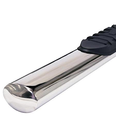 With Step Pads, 4" Oval Straight, Polished, Ss, Rocker Panel Mount