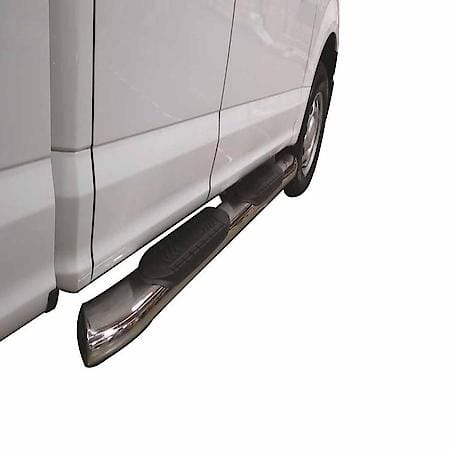 With Step Pad, 6"Oval Bent, Polished Ss, With Welded End Cap, Rocker Panel Mount