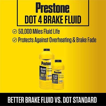 DOT 4 Brake Fluid: Synthetic, High Grade, Prevents Overheating & Brake Fade, 50k miles, 32 oz.