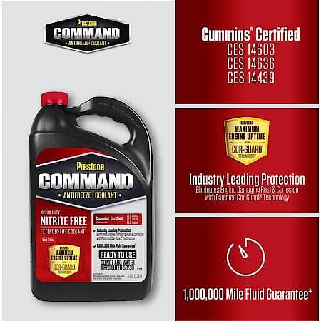 Command Antifreeze and Coolant: Concentrate, Cor-Guard Nitrite-Free ELC Red NF-OAT, 1 Gallon