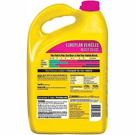Antifreeze & Coolant: 50/50 Ready-to-Use, Original Equipment European Pink, 1 Gallon